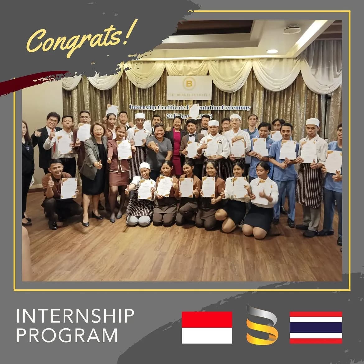 Big Hiring hospitality interns at an international internship ceremony